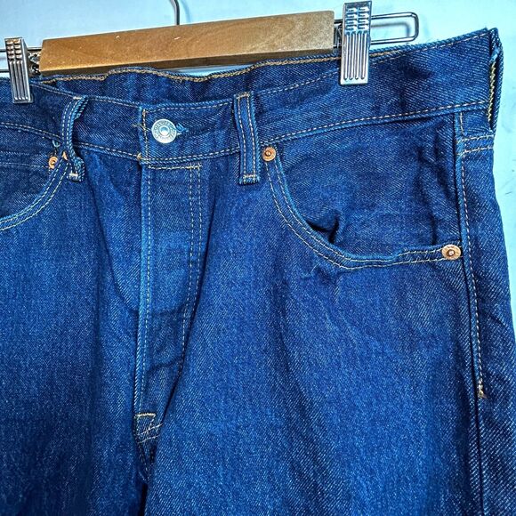 Levis 501XX Shrink-To-Fit Original Button-fly Dark Wash Jeans Mens 32 x 31 - Picture 5 of 8